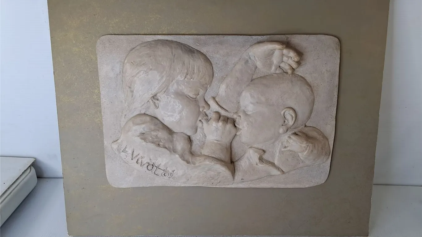 'Tenderness of Youth' Wall Sculpture by Lea Vivot 23.75" x 19"- Can't Ship