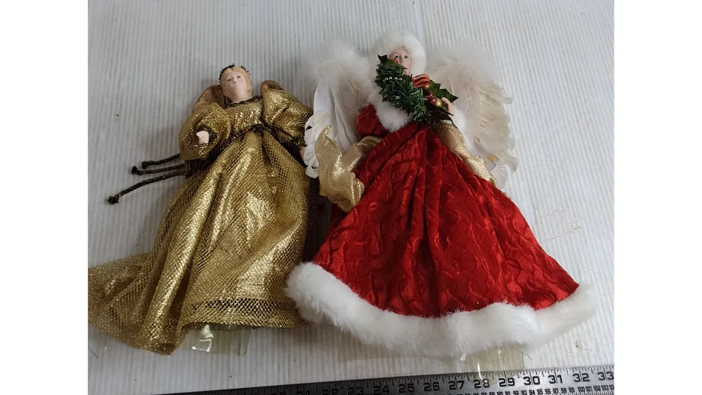 (2) Christmas Themed 14" Ornamental Angel Dolls