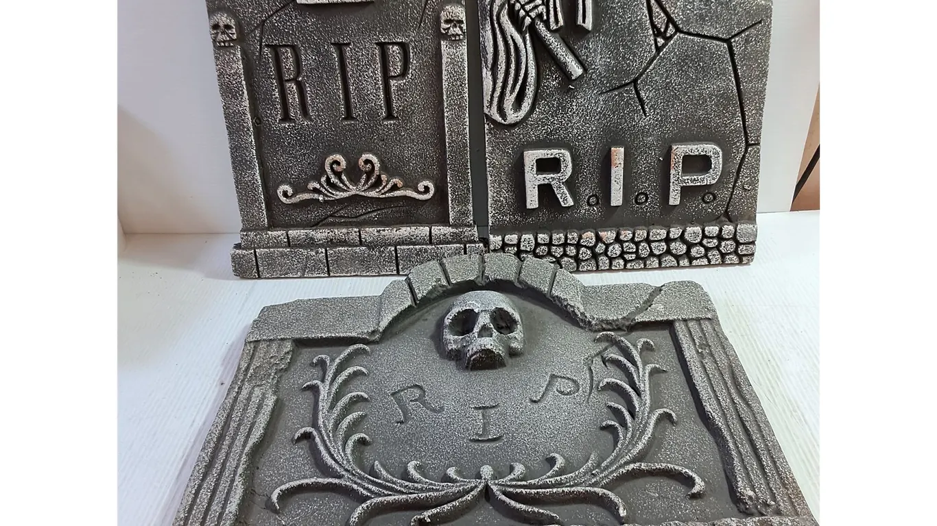 (3) Styrofoam Halloween Grave Decorations