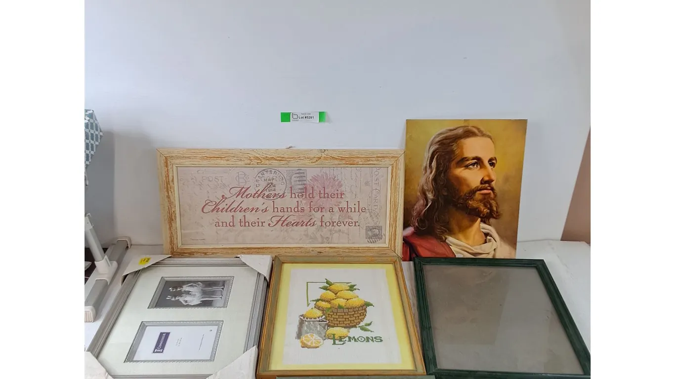 Jesus Print, Lemon Cross-Stitch Art, Mother's Print, (3) Photo Frames