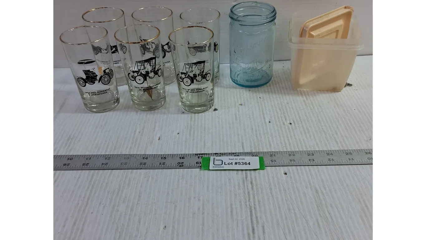(6)1900's Vehicle Glasses, Glass Jar, Container