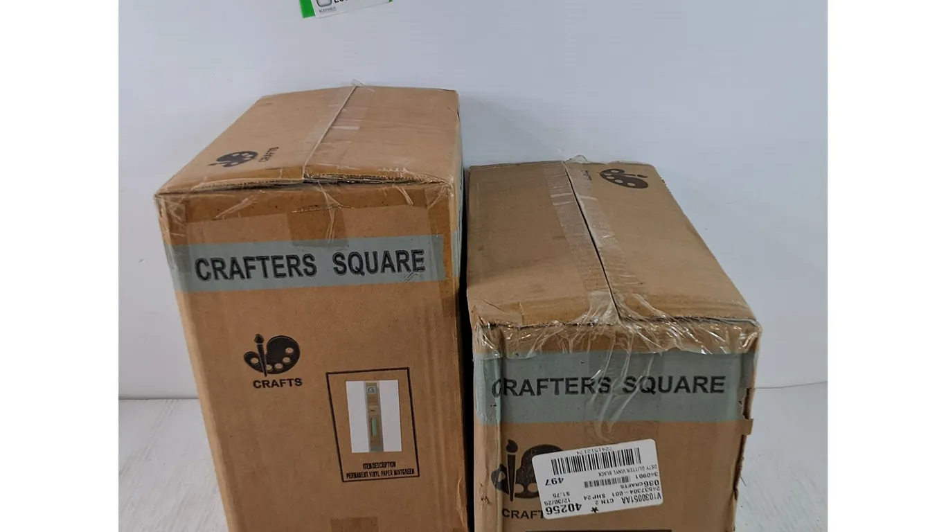 (2) Crafter's Square Boxes with 24 Packs of Permanent Vinyl Paper Black & Mint Green
