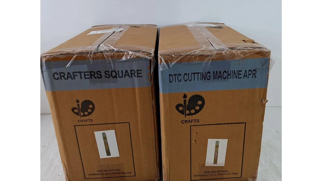 (2) Crafter's Square Boxes with 24 Packs of Permanent Vinyl Paper Light Pink & Yellow