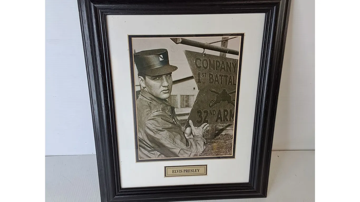 Framed Elvis Presley Army Photo 17" x 14"