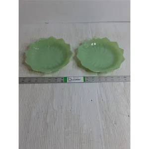 (2) Vintage Jadeite Lotus Plates