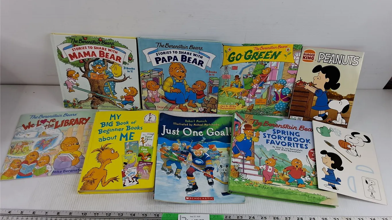Assorted Kids Books - Mama Bear, Just One Goal, We Love the Library, Misc