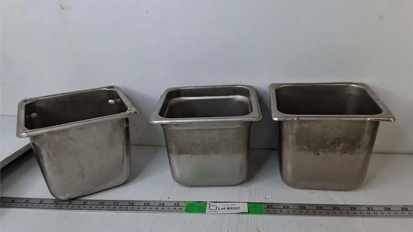 (3) Aluminum Serving Inserts 6.25" x 6.75" x 5.75"