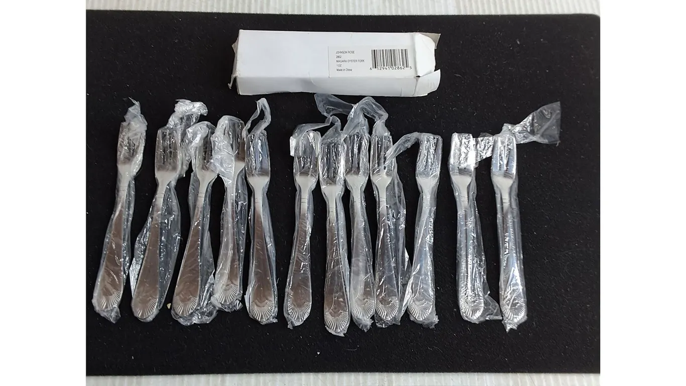 New Set of 12 Johnson Rose Stainless Steel Oyster Forks