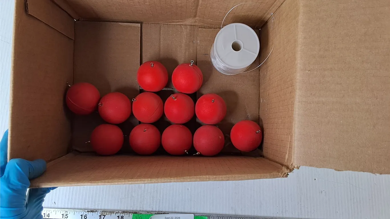 (12) Rubber Fishing Floats & Roll of Invisible Line
