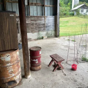 Avanti Mini Fridge and (2) 55 Gallon Barrels