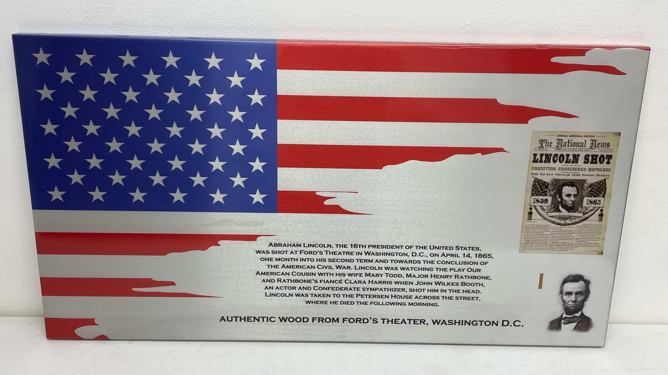 Sheet Metal American Flag with Abraham Lincoln