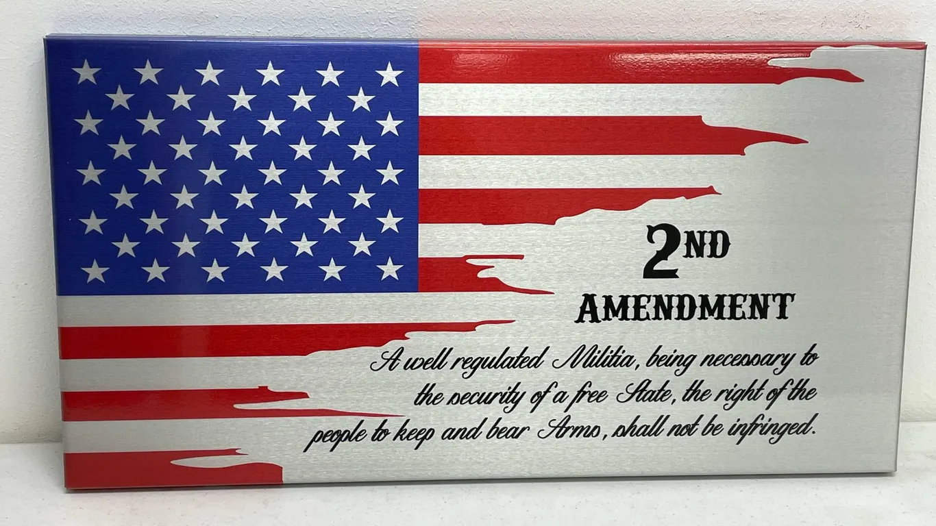 Sheet Metal American Flag with Second Amendment