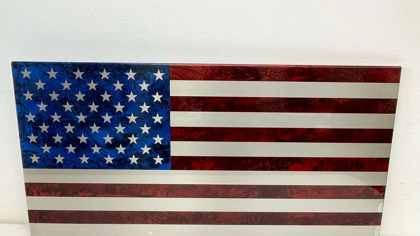 Beveled Edge Metal American Flag