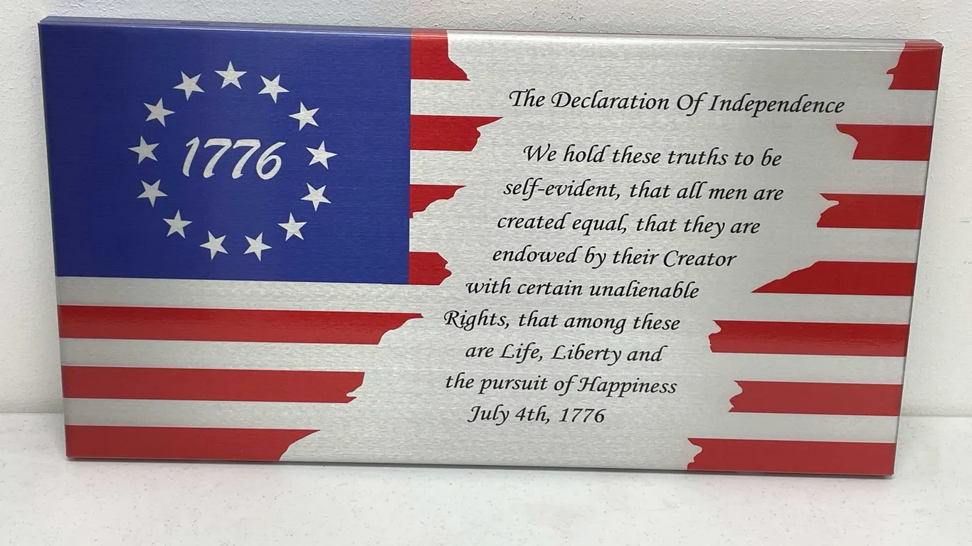 Sheet Metal American Flag with The Declaration of Independence