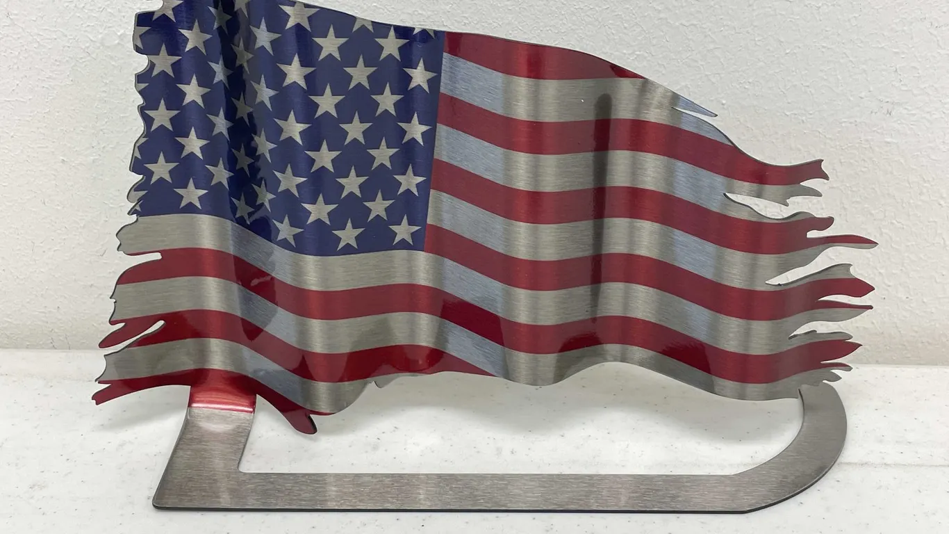 Curved Metal American Flag