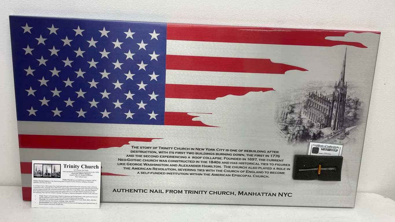 Sheet Metal American Flag with Nail from Trinity Church