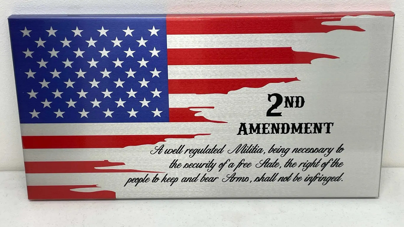 Sheet Metal American Flag with Second Amendment