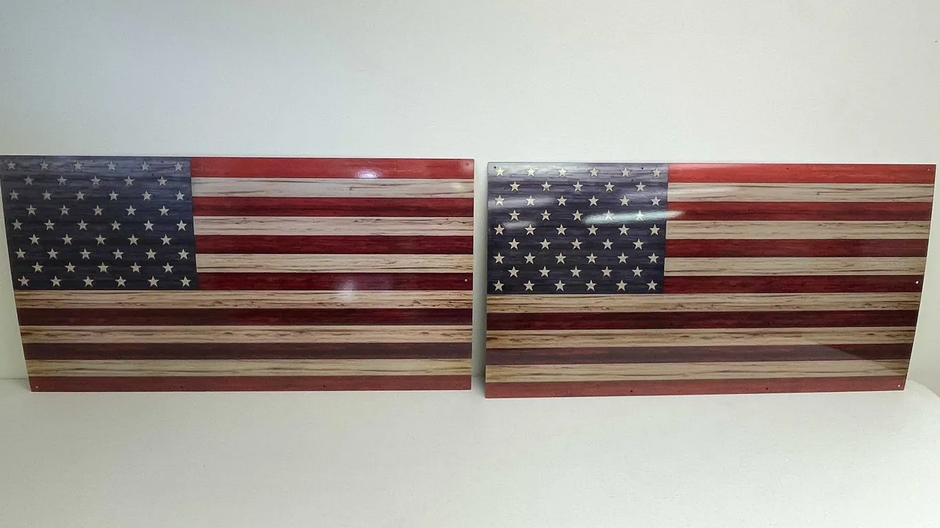 (2) Sheet Metal American Flags