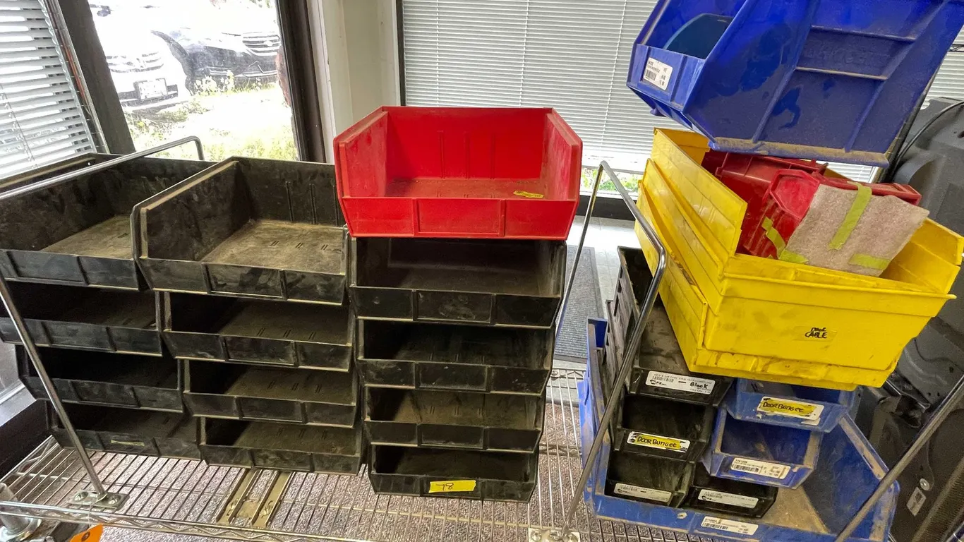 Assortment of Poly Stackable Bins