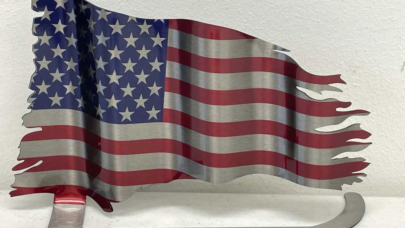 Curved Metal American Flag