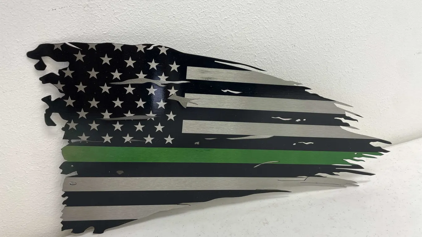 Green Metal Art American Flag