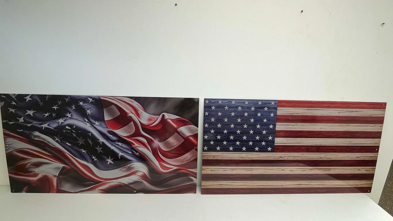 (2) Sheet Metal American Flags