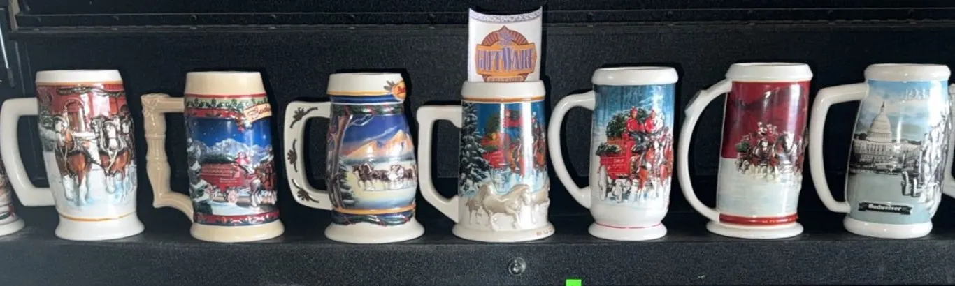 10 Collectable Budweiser Holiday Steins and Beer Mugs