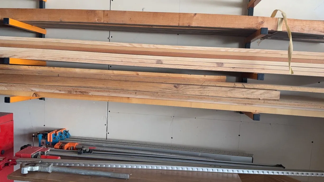 Bar Clamps and Hardwood Boards Lot