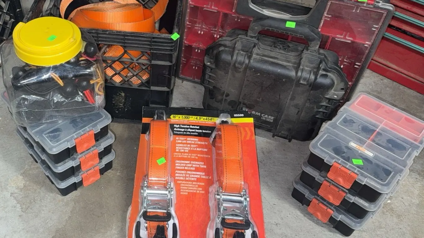 HDX Plastic Organizers, Ratchet Straps, Storage Cases, and Bungee Cords