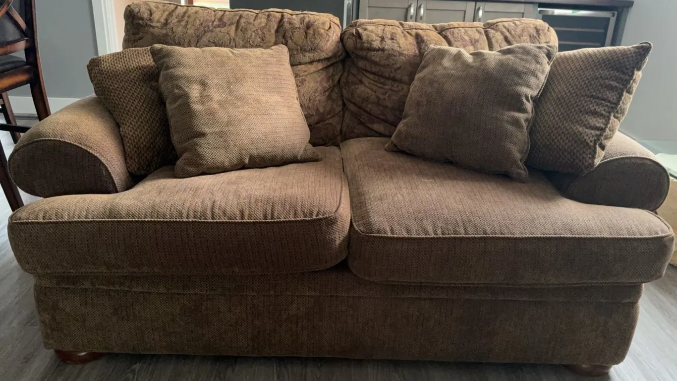Two-Seat Soft Fabric Couch With Cushions