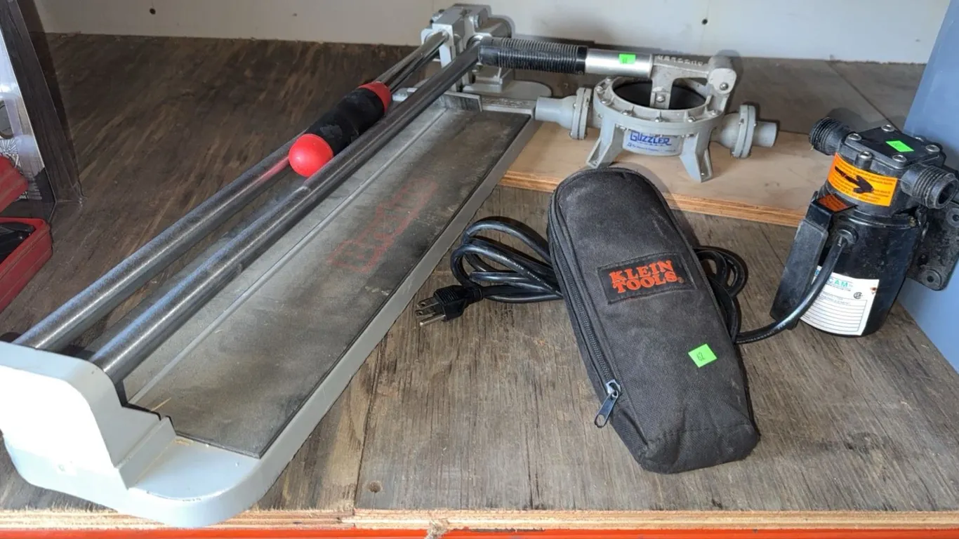 Tools Including Ceramic Tile Cutter, Guzzler Hand Pump, and more