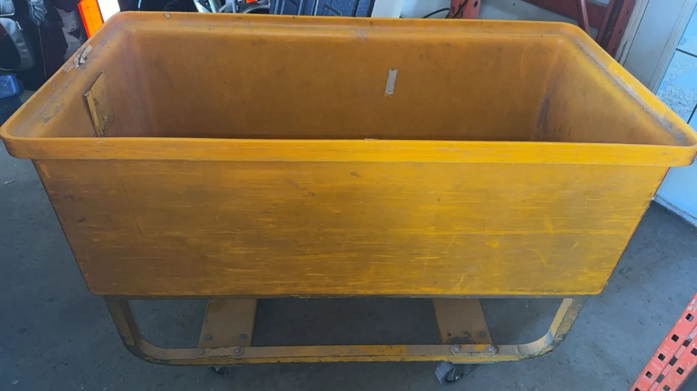 Large Yellow Commercial Plastic Utility Cart on Casters