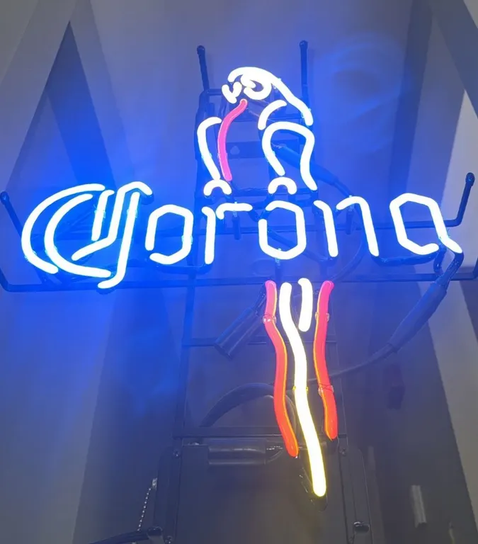 Corona Neon Bar Light Featuring Parrot Design, One of a Kind
