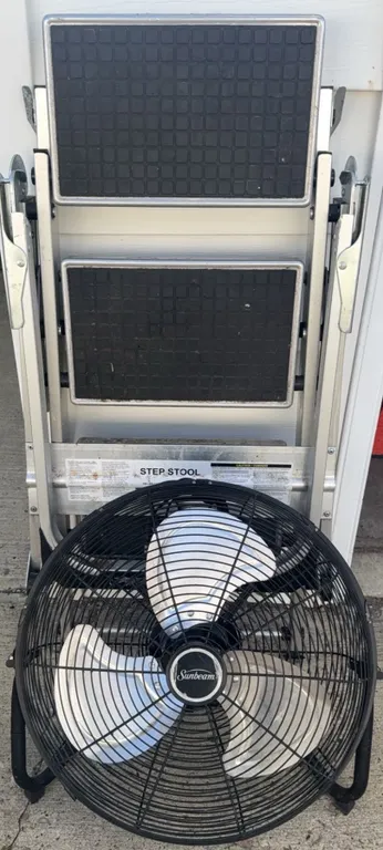 Sunbeam Floor Fan and Aluminum Folding Step Stool
