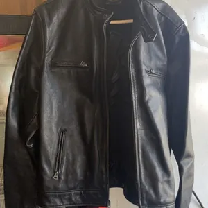 Lucky Brand Black Leather Jacket with Zippered Pockets