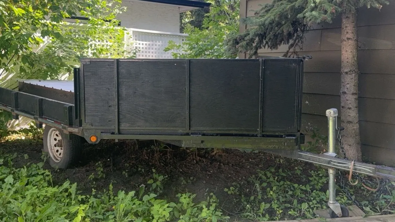 Single-Axle Utility Trailer with Wood Sides and Metal Tongue