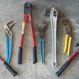 Hand Tools Including Claw Hammers, Pliers, Pipe Wrench and Bolt Cutters