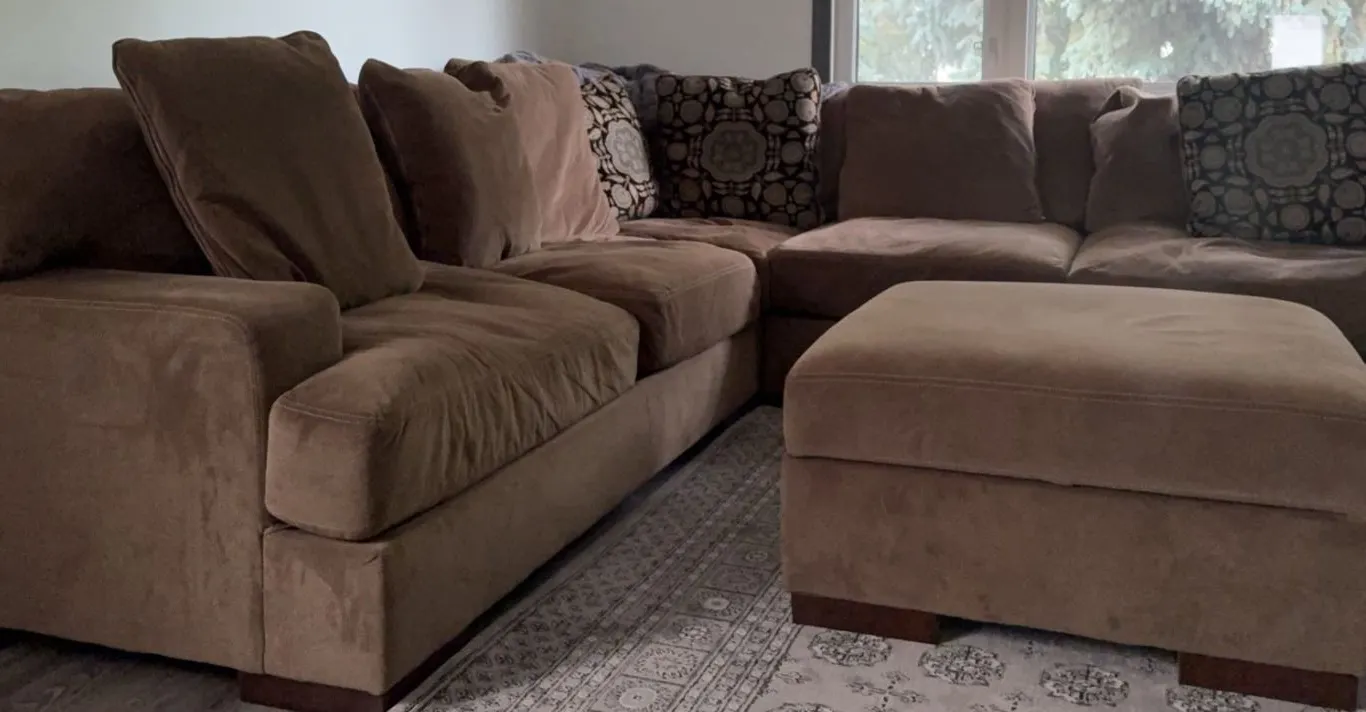 Sectional Sofa with Microfiber Upholstery and Storage Ottoman