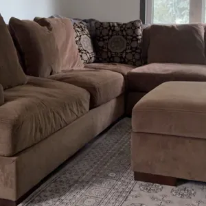 Sectional Sofa with Microfiber Upholstery and Storage Ottoman
