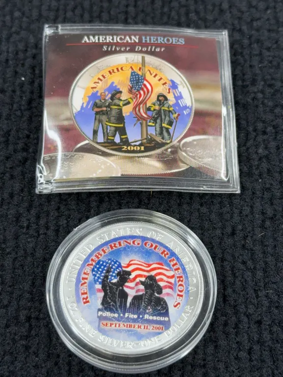 2001 Silver Eagle Remembering Our Heroes 9/11 Memorial Coin, Philadelphia Mint