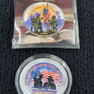 2001 Silver Eagle Remembering Our Heroes 9/11 Memorial Coin, Philadelphia Mint
