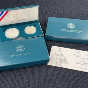 1995 Civil War Battlefield Commemorative Coin Set, Silver Dollar & Clad Half Dollar, San Francisco Mint, United States Mint