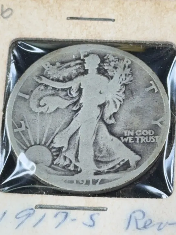 1917 Walking Liberty Silver Half Dollar, San Francisco Mint, Mark On Reverse