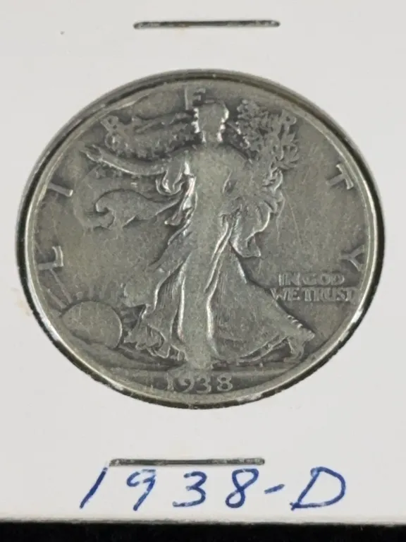 1938 Walking Liberty Silver Half Dollar, Denver Mint