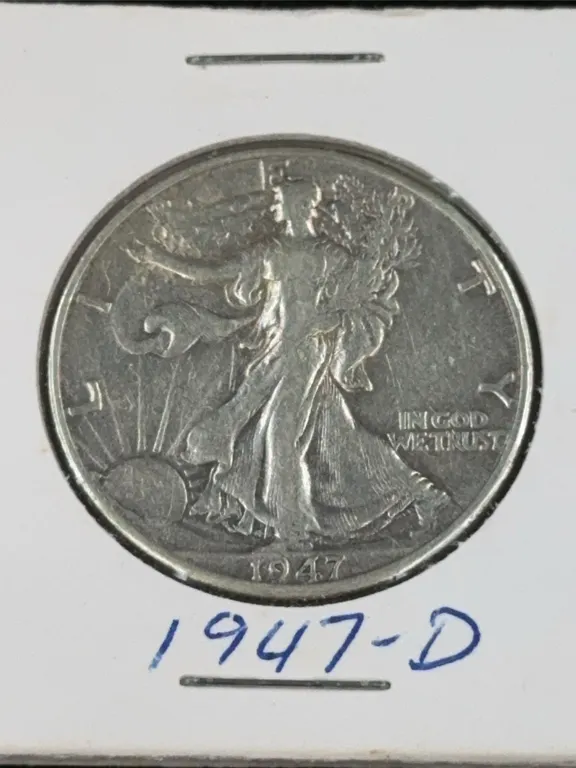 1947 Walking Liberty Silver Half Dollar, Denver Mint