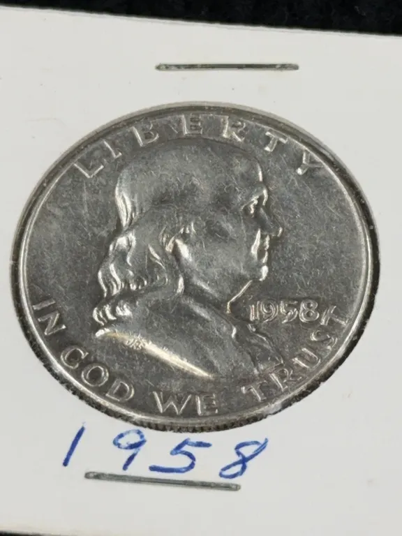 1958 Franklin Half Dollar Silver Coin, Philadelphia Mint