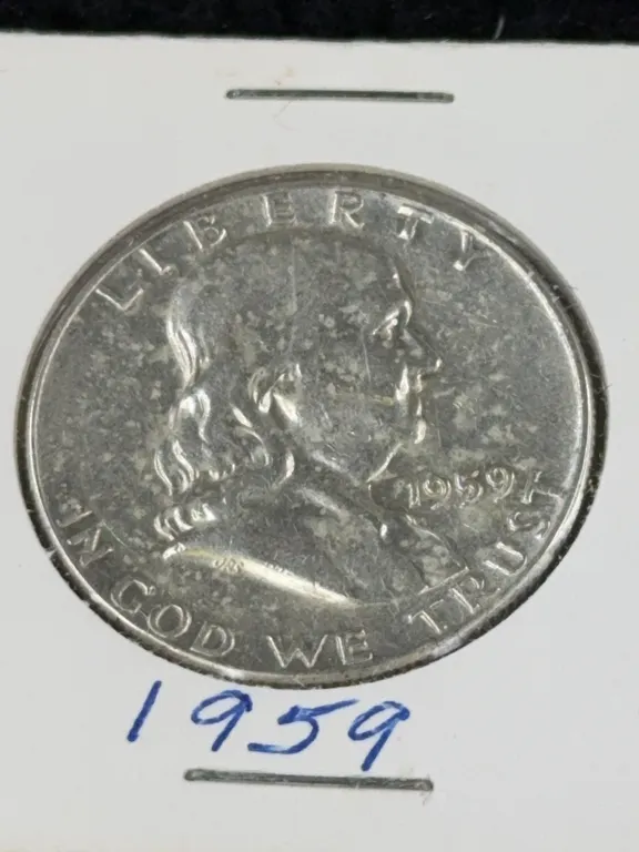1959 Franklin Half Dollar Silver Coin, Philadelphia Mint
