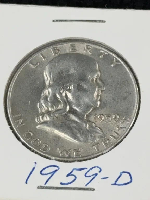 1959 Franklin Half Dollar Silver Coin, Denver Mint