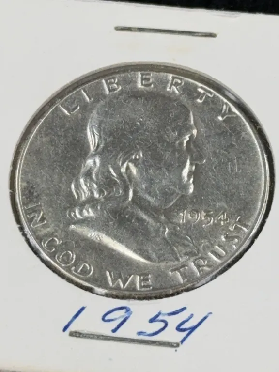 1954 Franklin Half Dollar Silver Coin, Philadelphia Mint