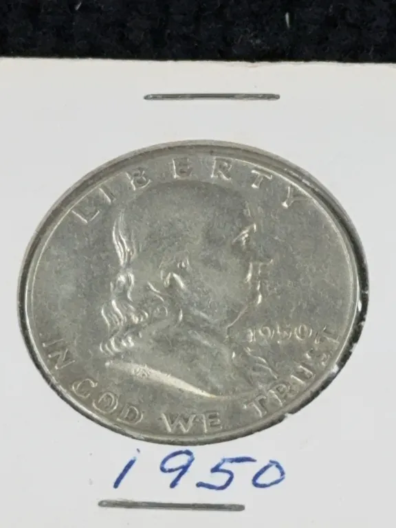1950 Franklin Half Dollar Silver Coin, Philadelphia Mint